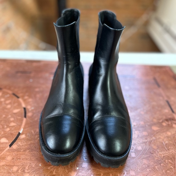 STUART WEITZMAN Mckenzee Leather Chelsea Boots in Black Chunky 90s Y2K Booties - Picture 5 of 15